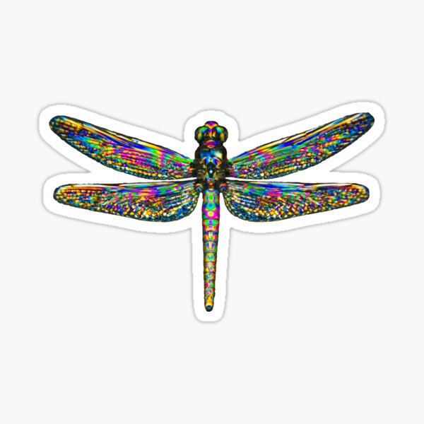 Rainbow Dragonfly Sun Catcher with Gold Wings: Inspirational