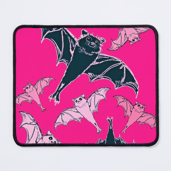 Item preview, cute repeating pattern | adorable Halloween bats flying | pink and black | trick or treat designed and sold by DigitalEurydice.