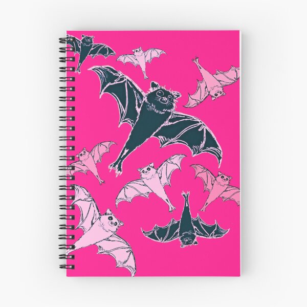 Item preview, cute repeating pattern | adorable Halloween bats flying | pink and black | trick or treat designed and sold by DigitalEurydice.
