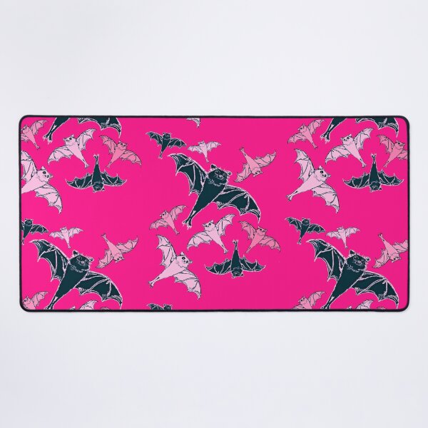 Item preview, cute repeating pattern | adorable Halloween bats flying | pink and black | trick or treat designed and sold by DigitalEurydice.