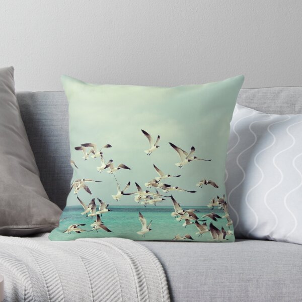 Seagulls Beach Throw Pillow