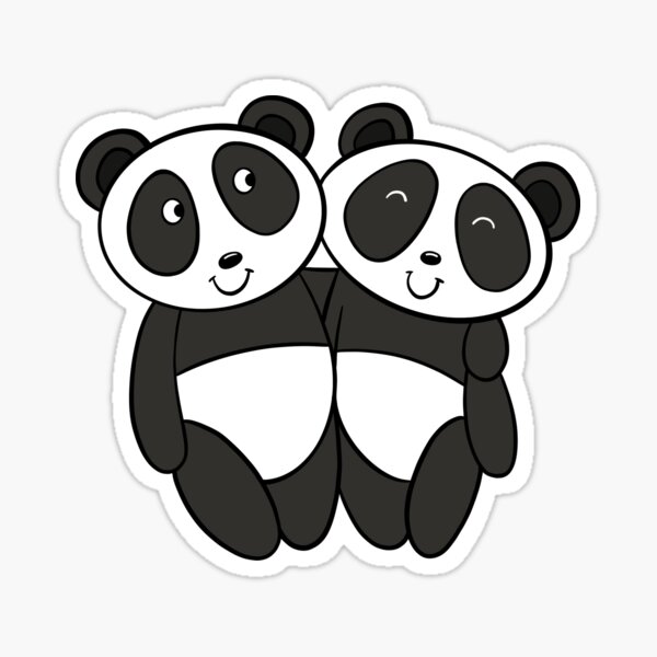 Two Pandas Best Friends Sticker