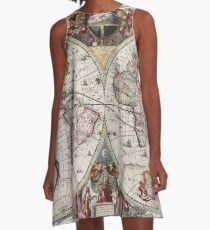 Vintage Maps Of The World. Geographic and Hydrographic Map of the Whole World A-Line Dress