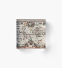 Vintage Maps Of The World. Geographic and Hydrographic Map of the Whole World Acrylic Block
