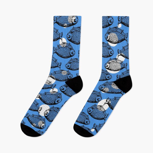 Item preview, Vintage Fish Pattern White Dots Bright Blue Stylish Home Decor designed and sold by YounitedArt.