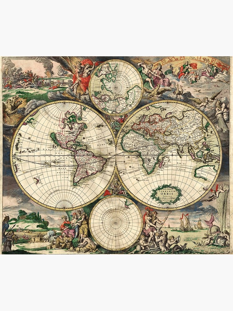 Vintage Maps Of The World 1689 by Goshadron