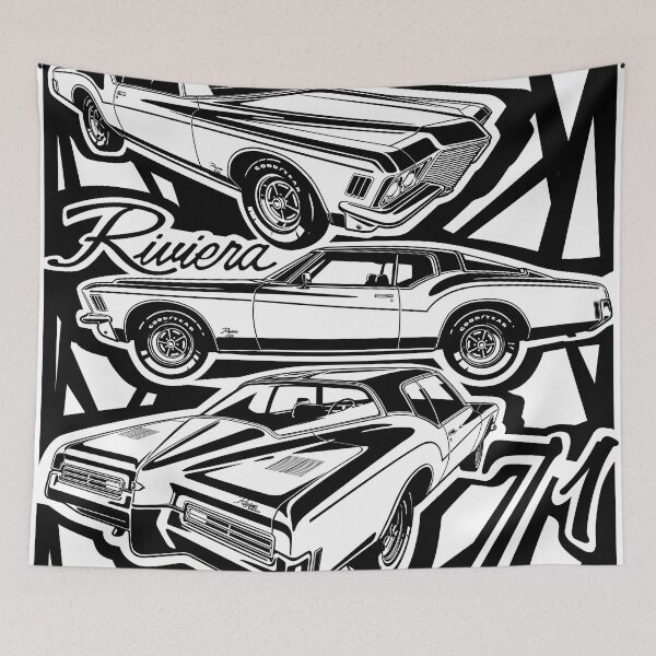 Item preview, Illustration Buick Riviera 1971 - Muscle car - USA designed and sold by SketchNinja.