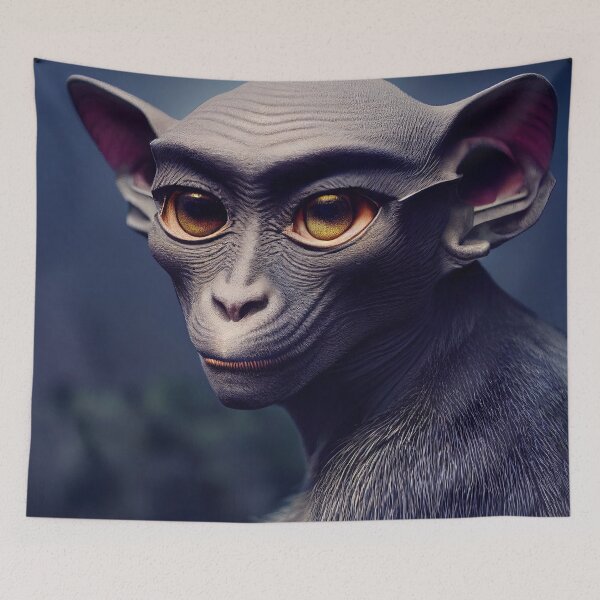 Item preview, Strange and mysterious alien creature, mix of monkey, cat and sphinx designed and sold by ART NeuroSmARTxx.