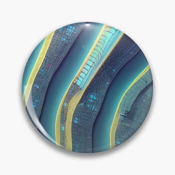 Item preview, Satellite view of a cyberpunk city on a river designed and sold by fairway3games.