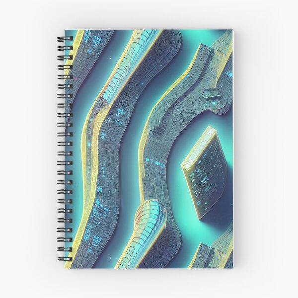 Item preview, Satellite view of a cyberpunk city on a river designed and sold by fairway3games.