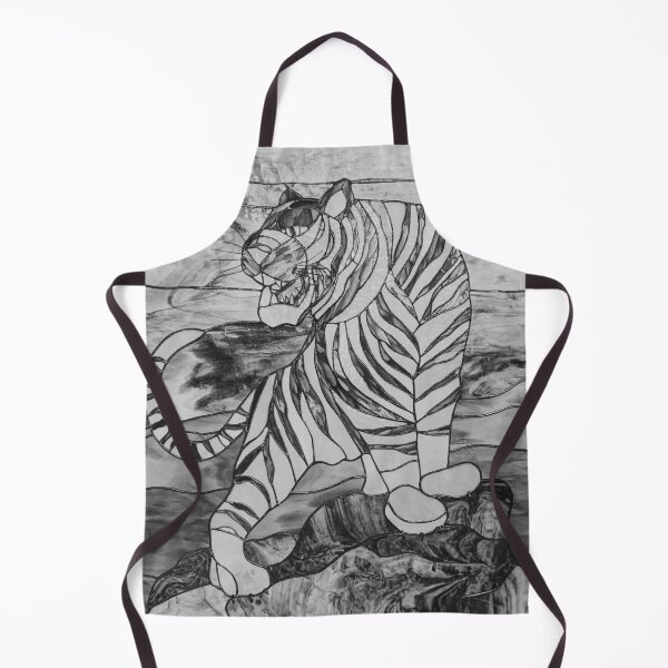 Item preview, B&W Tiger Stained Glass Window | Tiger Printed | Tiger Art Graphic | Tiger Japanese Art designed and sold by KonnichiwaStore.