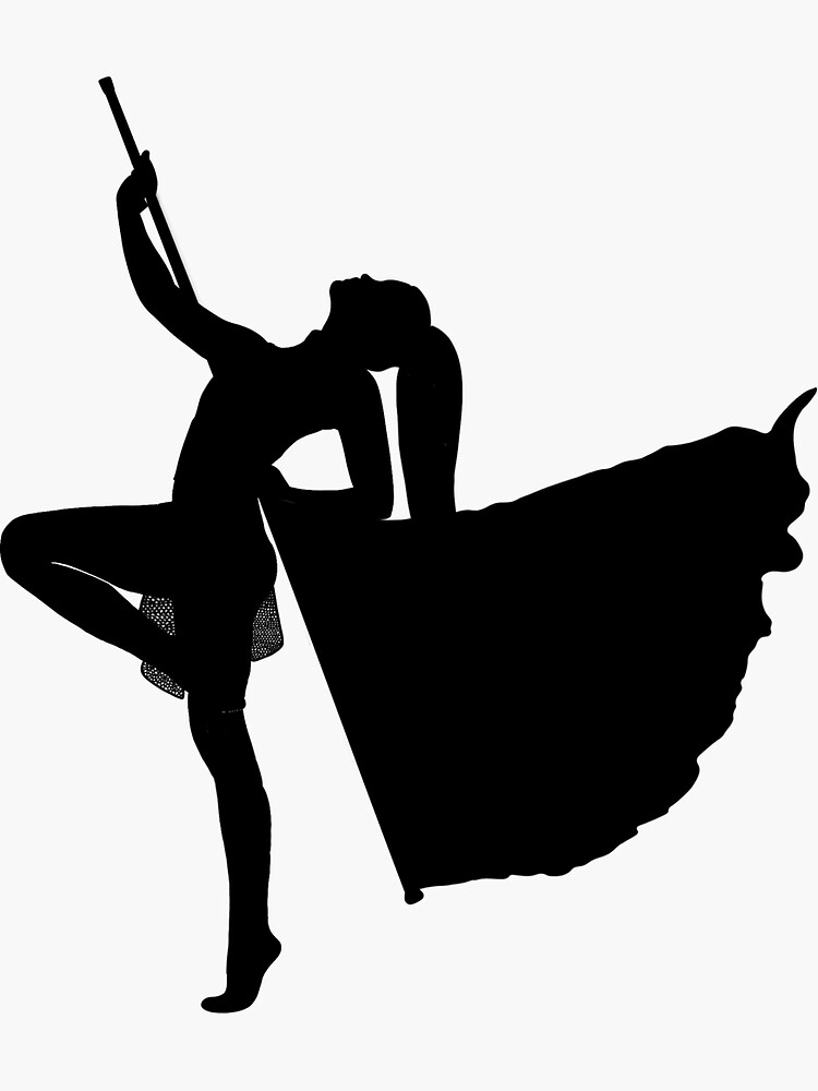 Color Guard Flag Girl Silhouette - Openclipart