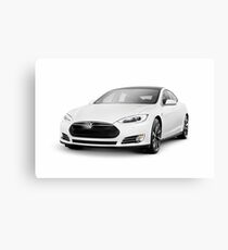 White Tesla Model S luxury electric car art photo print Canvas Print