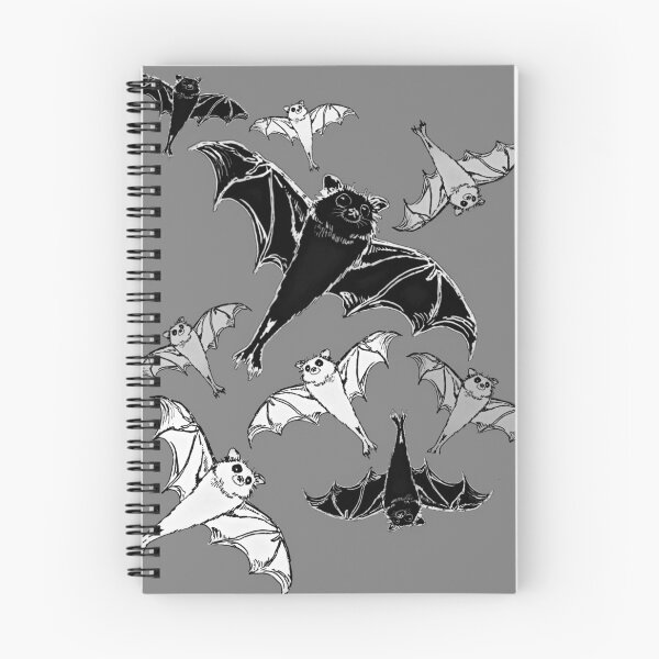 Item preview, cute repeating pattern | adorable Halloween bats flying | black, grey, white | trick or treat designed and sold by DigitalEurydice.
