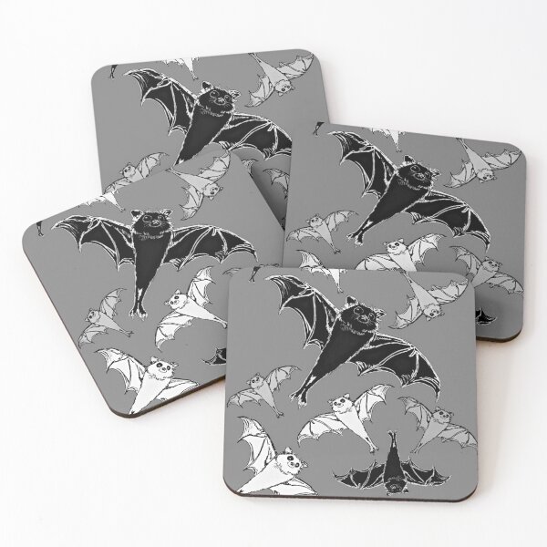 Item preview, cute repeating pattern | adorable Halloween bats flying | black, grey, white | trick or treat designed and sold by DigitalEurydice.