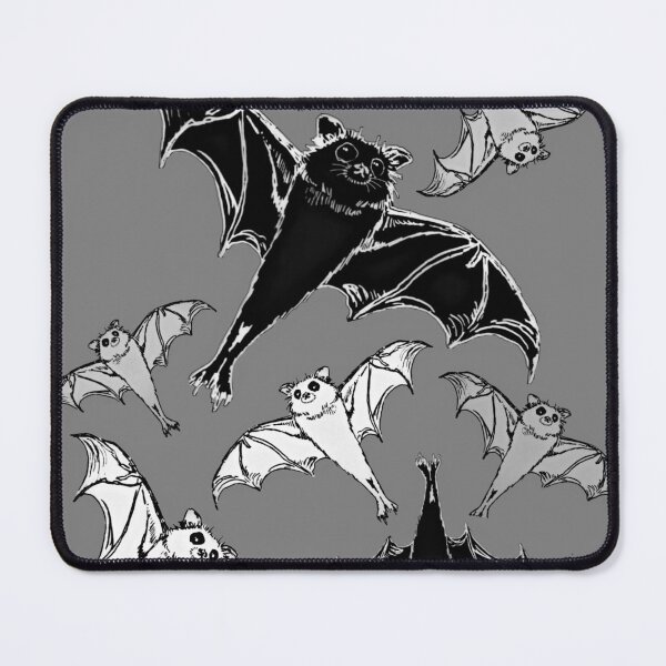 Item preview, cute repeating pattern | adorable Halloween bats flying | black, grey, white | trick or treat designed and sold by DigitalEurydice.