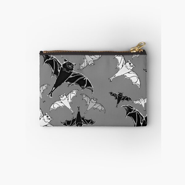 Item preview, cute repeating pattern | adorable Halloween bats flying | black, grey, white | trick or treat designed and sold by DigitalEurydice.