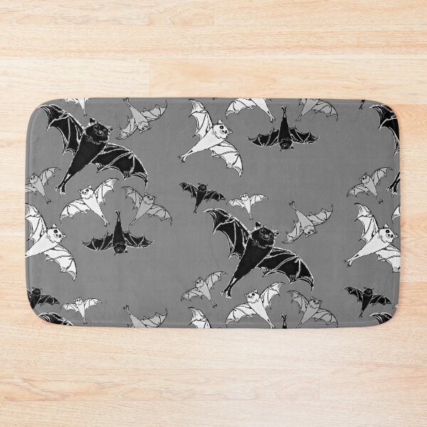 Item preview, cute repeating pattern | adorable Halloween bats flying | black, grey, white | trick or treat designed and sold by DigitalEurydice.