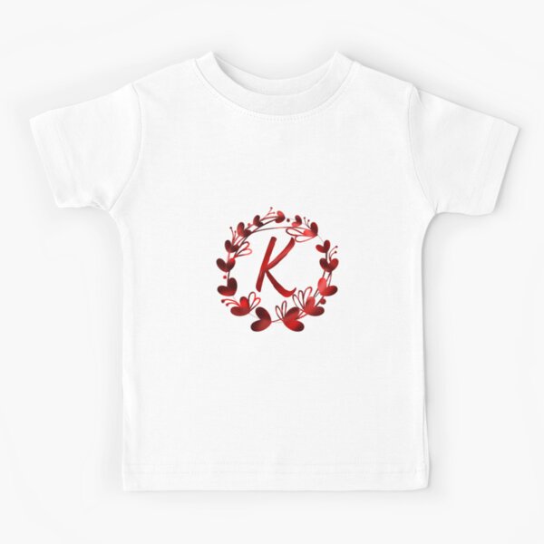 Item preview, K initial red hearts and flowers monogram - letter K / alphabet k designed and sold by stayartsy07.