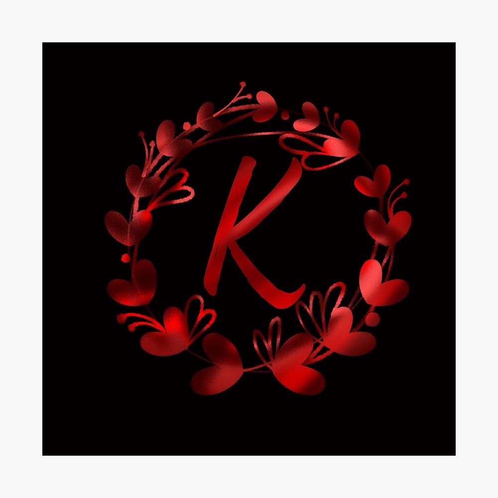 K initial red hearts and flowers monogram - letter K / alphabet k ...