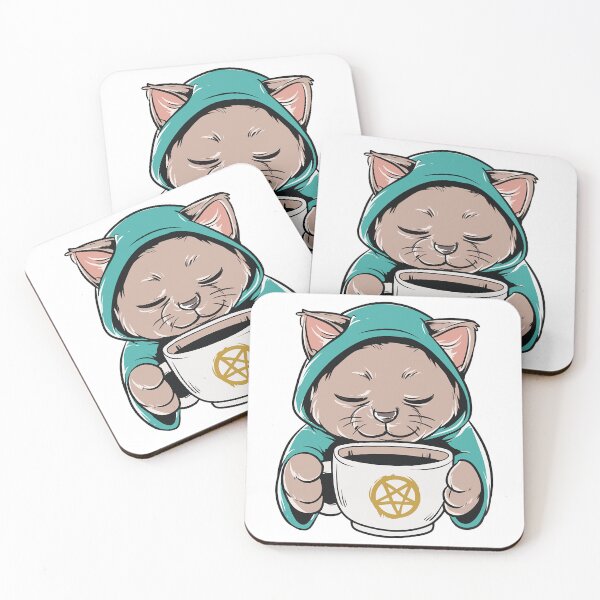 Item preview, Black Magic Coffee lover Cat designed and sold by CardsNeverFails.