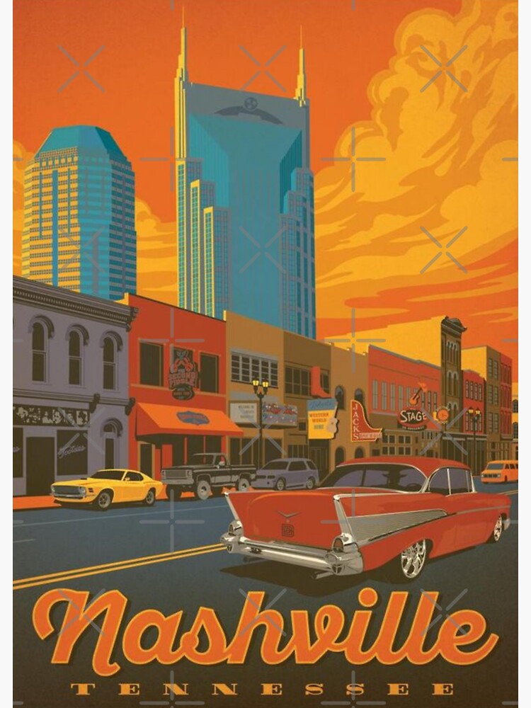 "Nashville Tennessee Vintage Travel Poster Old Visit Nashville TN Tourism Art Deco" Sticker