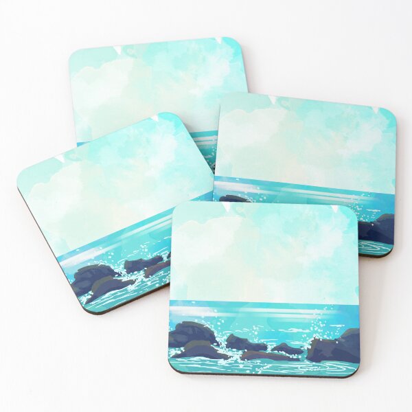 Item preview, Watercolor rocky shoreline designed and sold by Makanahele.