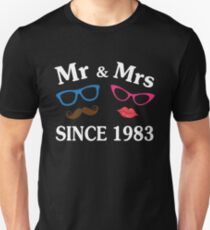 Cool Gifts For Wedding Anniversary Since 1983. Funny T-shirt For Couples Unisex T-Shirt