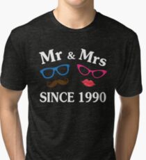 Cool Gifts For Wedding Anniversary Since 1990. Funny T-shirt For Couples Tri-blend T-Shirt