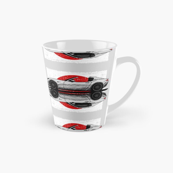 Artikelvorschau, Meine Freihandzeichnung eines japanischen Roadster-Sportwagens ND RF mit Flaggenhintergrund entworfen und verkauft von designjaag.