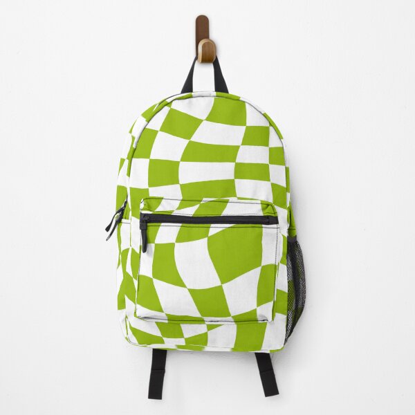 Vista previa del artículo con la obra «Arte de deformación de onda a cuadros retro verde», diseñado y vendido por Prawny.