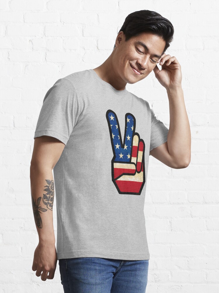 Peace Sign American Flag Graphic Tee Unique 4th of July Shirt Ideas