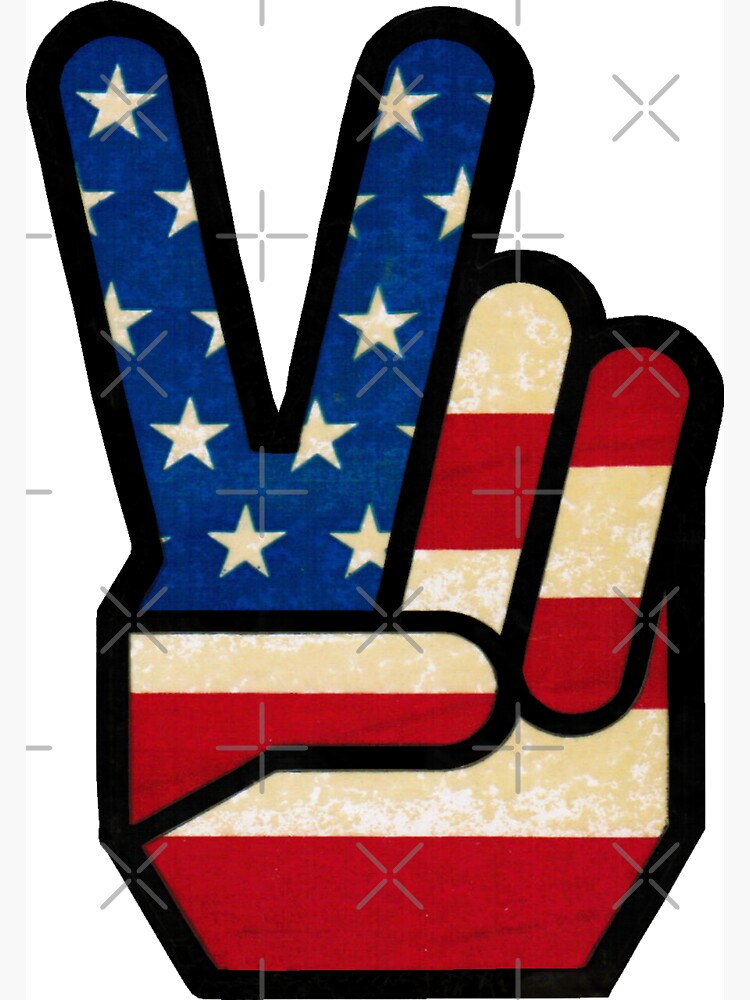 Imagen 3 de 3, Imán con la obra Vintage Peace Sign Dedos Bandera Americana, diseñada y vendida por hilda74.