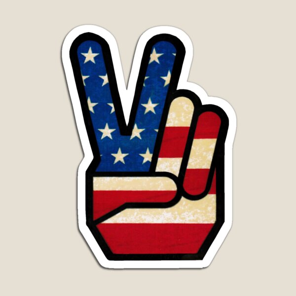Vista previa del artículo con la obra «Vintage Peace Sign Dedos Bandera Americana», diseñado y vendido por hilda74.