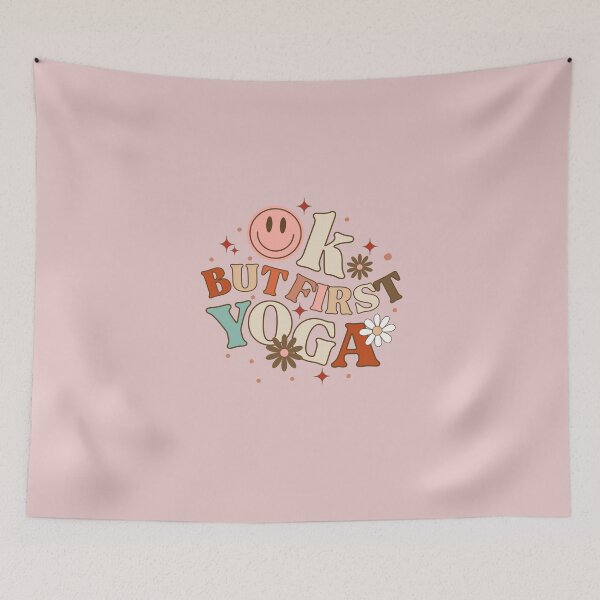 Item preview, Okay But First Yoga | Retro Yoga Quotes Quote Jokes | Vintage Retro Yoga Christmas Birthday Funny Gift for Girl Mom Woman designed and sold by JooArtPrints  ★★★★★.