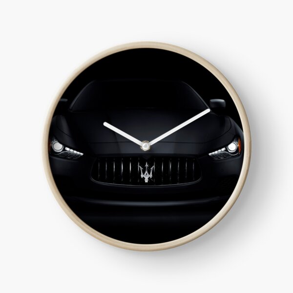 Maserati Ghibli S Q4 luxury car on black art photo print Clock