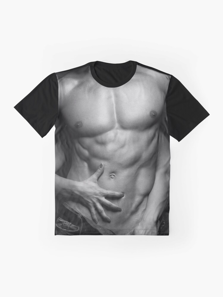 Woman Hands Touching Muscular Man S Body Art Photo Print T Shirt By