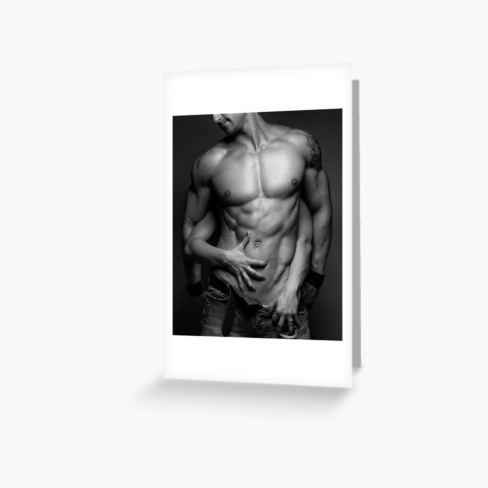 Woman Hands Touching Muscular Man S Body Art Photo Print Greeting