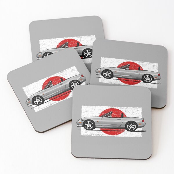 Item preview, My drawing of classic Japanese roadster sports car with Japan flag background designed and sold by designjaag.