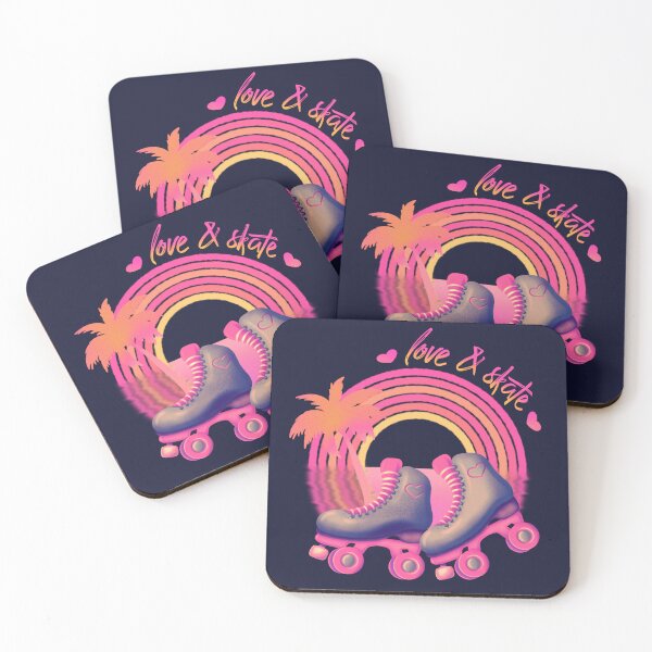 Artikelvorschau, Love and Skate Tropischer Regenbogen und Palme V2 Rosa, Orange, Blau Grau entworfen und verkauft von Guided by Light Art.