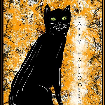 Artwork thumbnail, Happy Halloween Black Cat Design by ClareWalkerArt