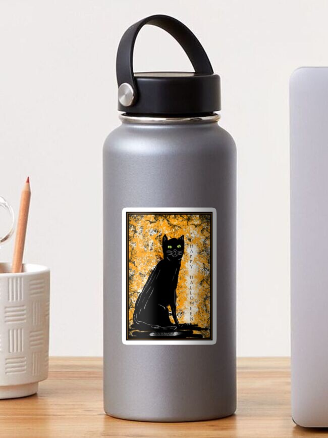 Thumbnail 1 of 3, Sticker, Happy Halloween Black Cat Design designed and sold by Clare Walker.
