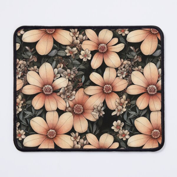 Item preview, Vintage Flower Print in Peach and Gray Black designed and sold by cozycaroline.