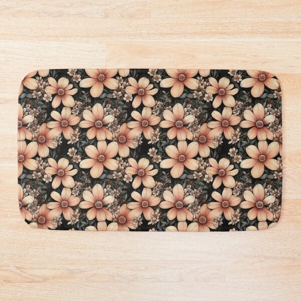 Item preview, Vintage Flower Print in Peach and Gray Black designed and sold by cozycaroline.