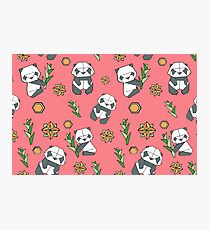 Panda Origami Pink Pattern Photographic Print