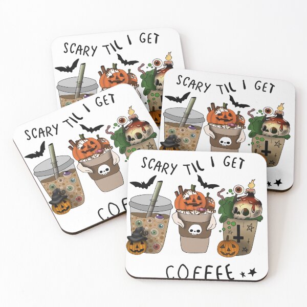 Artikelvorschau, Gruselig, bis ich Kaffee bekomme - Halloween- entworfen und verkauft von Synthia Shop.