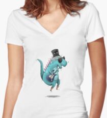 Rockstar Dino Women's Fitted V-Neck T-Shirt
