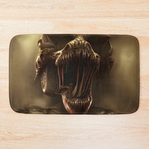 Item preview, Fantasy art painting of a biomech steampunk alien horror head designed and sold by UDDesign.