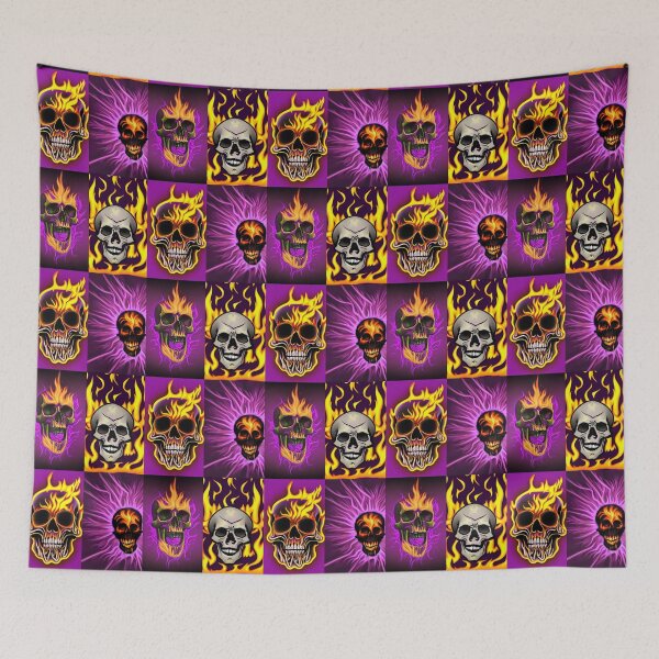 Item preview, Purple Flaring Skulls designed and sold by Riccivela.