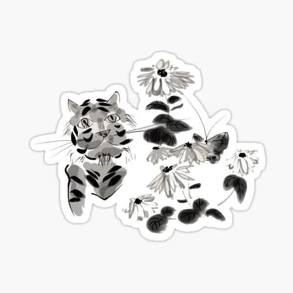 Tiger and Butterfly Sticker